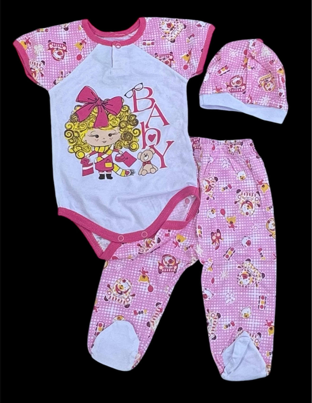 Комплект 3в1: боді-футболка, повзунки, шапочка "Baby", кулір ТМ “Катлен” (68 см)