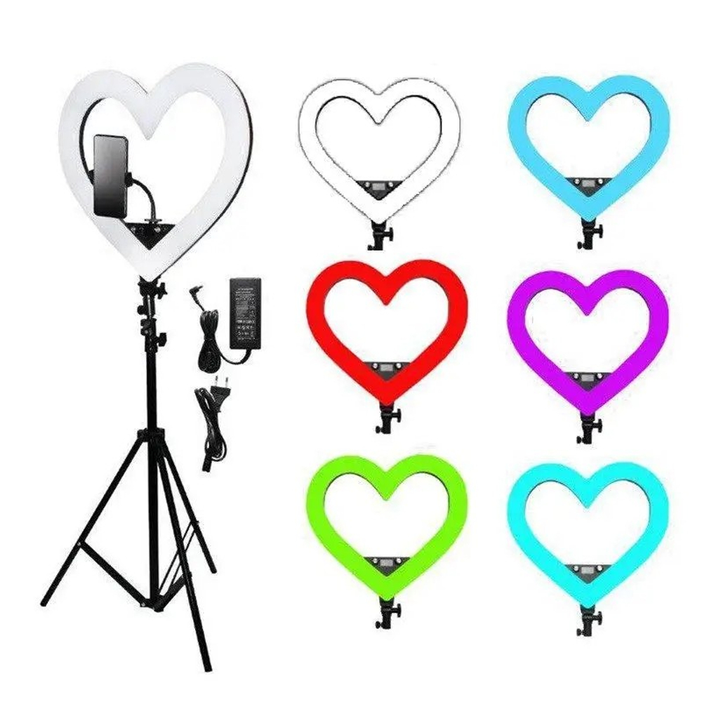 Кольцевая лампа Heart RGB со штативом и держателем телефона