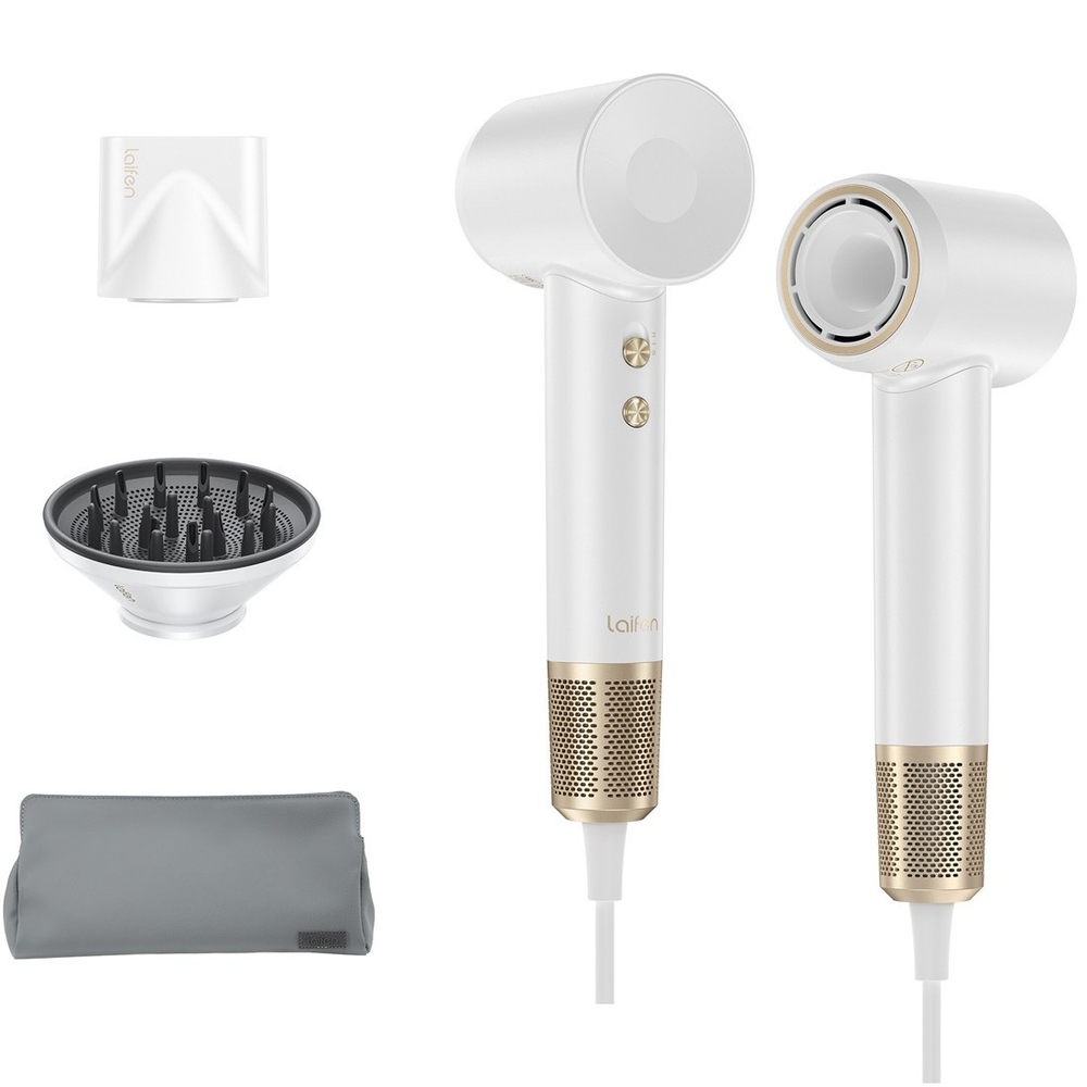 Комплект фен Laifen Swift Premium профессиональный с сумкой, 2 насадки, белый