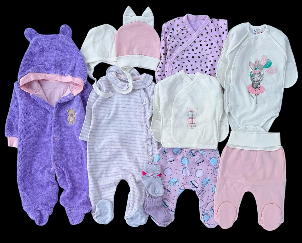 Гарний набір одягу для новонародженої дівчинки, якісний одяг для немовлят, зима, демісезон (осінь, весна), зріст 56 см, бавовна