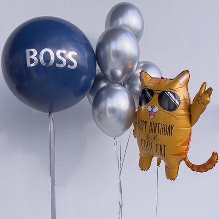 Воздушные шарики на день рождения BOSS и крутой кот