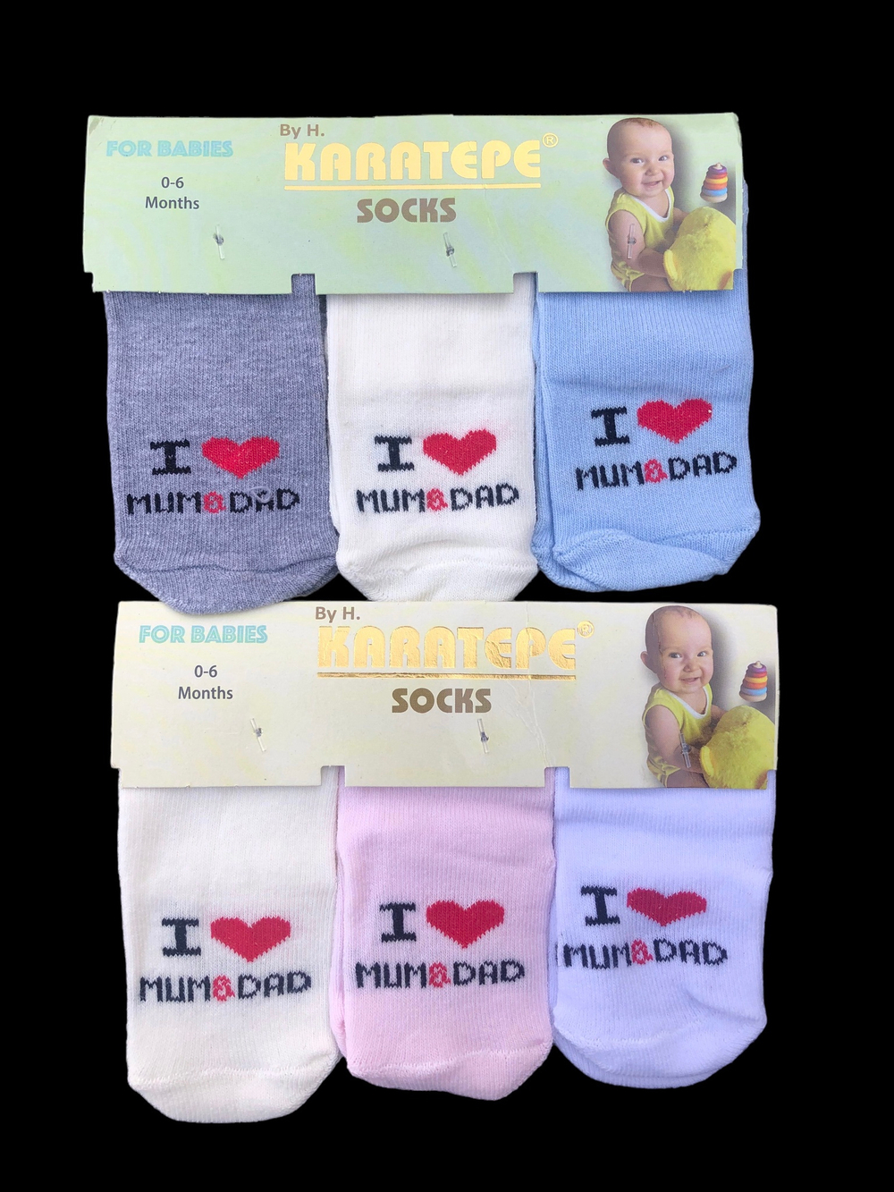 Шкарпетки "I love mum&dad", котон, ТМ "Karatepe socks" (0-6 міс)