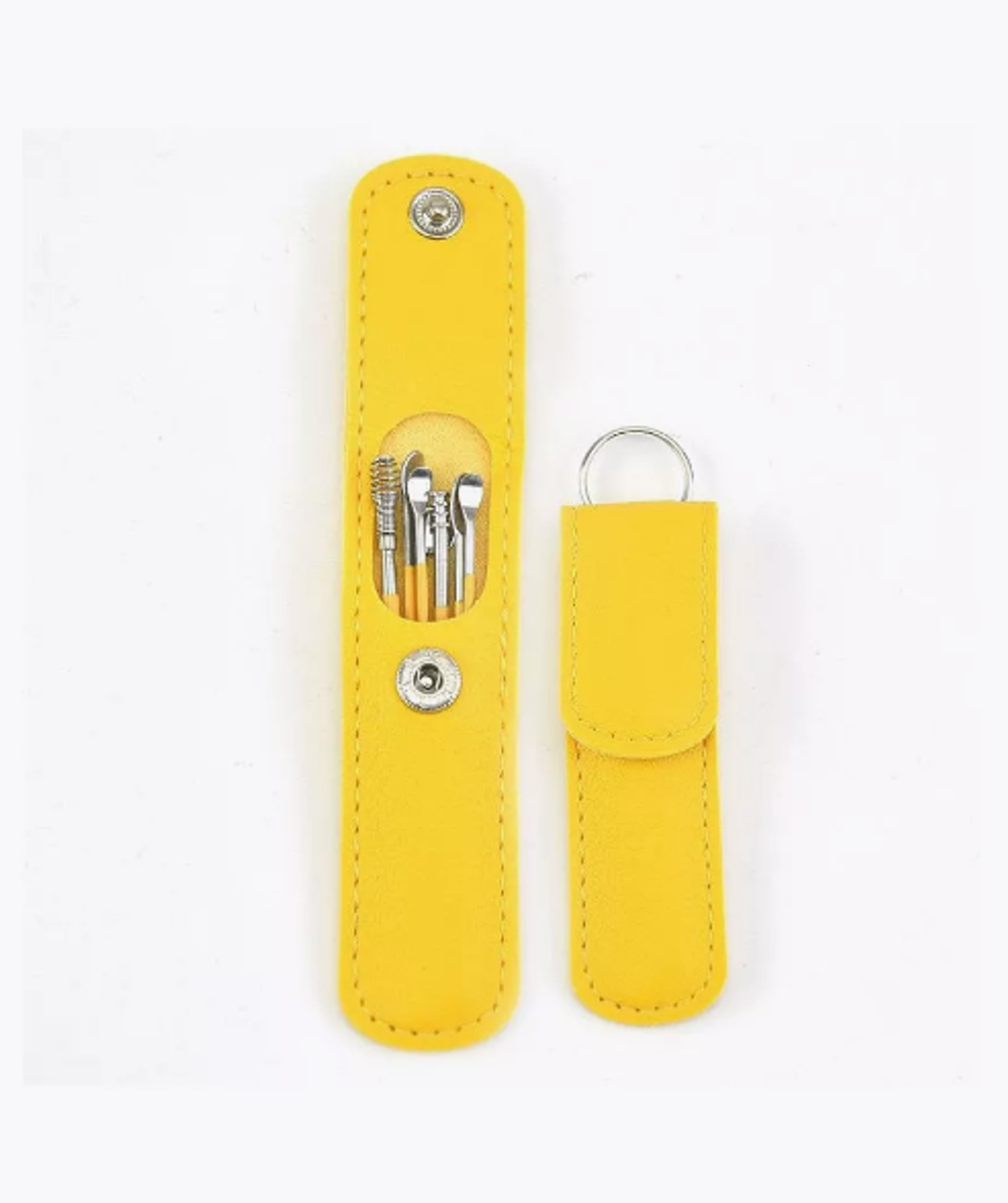 Набор инструментов (6шт) для чистки ушей из медицинской нержавеющей стали (желтая)