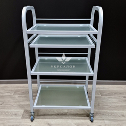 Косметологическая тележка стекло R-4v white