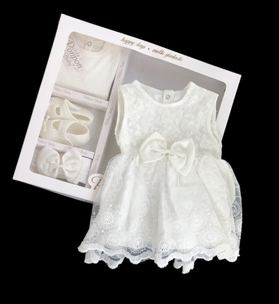 Комплект 4в1: сукня, боді, пов'язка, пінетки "Чарівна леді", бавовна ТМ "Ponpon"