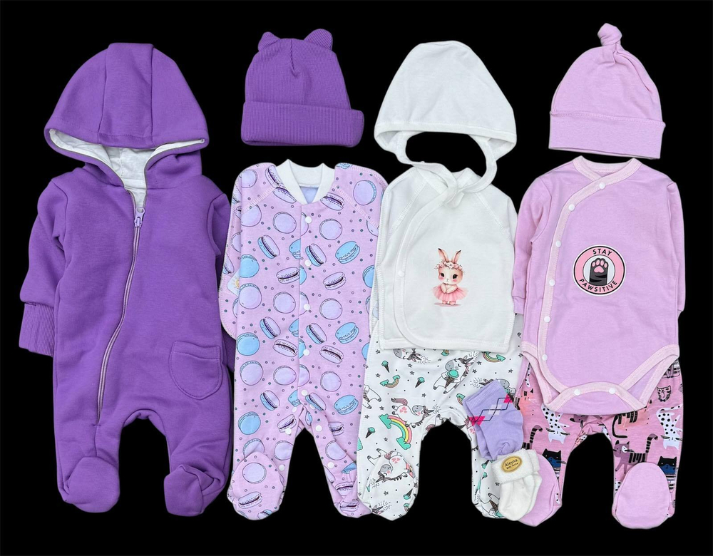 Гарний набір одягу для новонародженої дівчинки, якісний одяг для немовлят, осінь, зима, зріст 56 см, бавовна