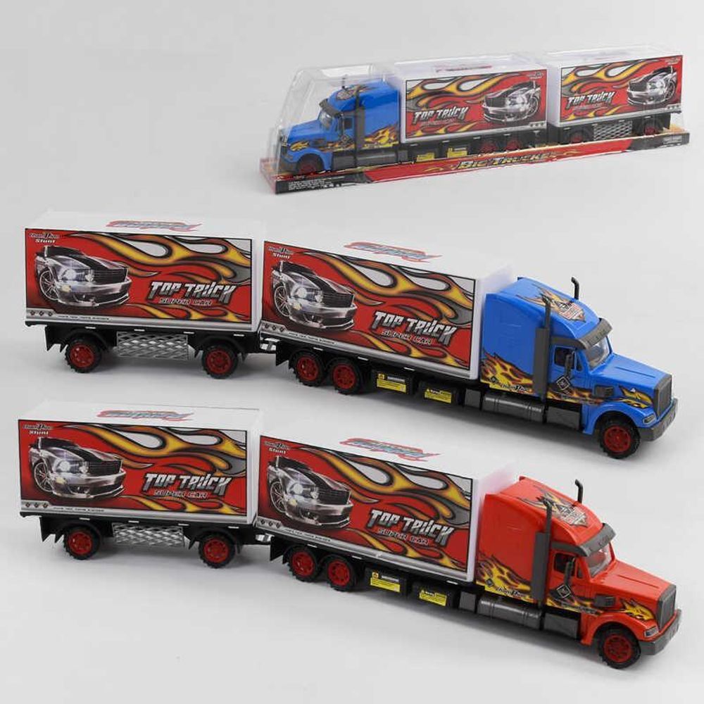 Игрушечный грузовик-фура (трейлер) 689-306 (9) инерционный, в слюде (синий или красный)