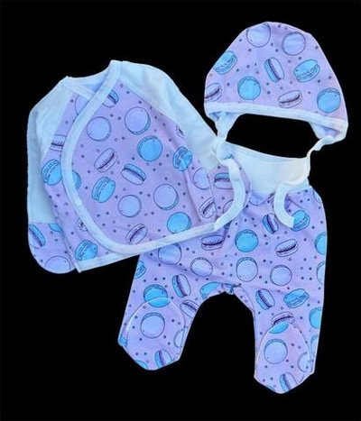 Комплект 3в1: льоля, повзунки, шапочка "Принт", футер ТМ “Happy ТОТ” (56 см)