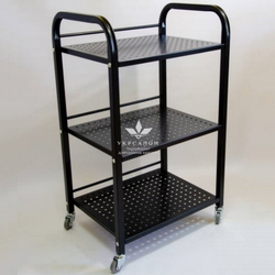 Косметологічний візок з перфорованими поличками чорний S8-p-b