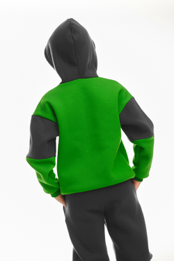 Дитячий спортивний утеплений костюм Kindamor Active Heat Grey/Green, фліс для хлопчика