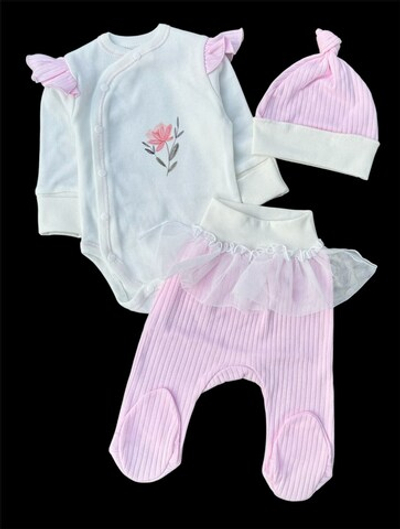 Комплект 3в1: боді з довгим рукавом, повзунки, шапочка "Квіточка", інтерлок ТМ "Happy ToT"