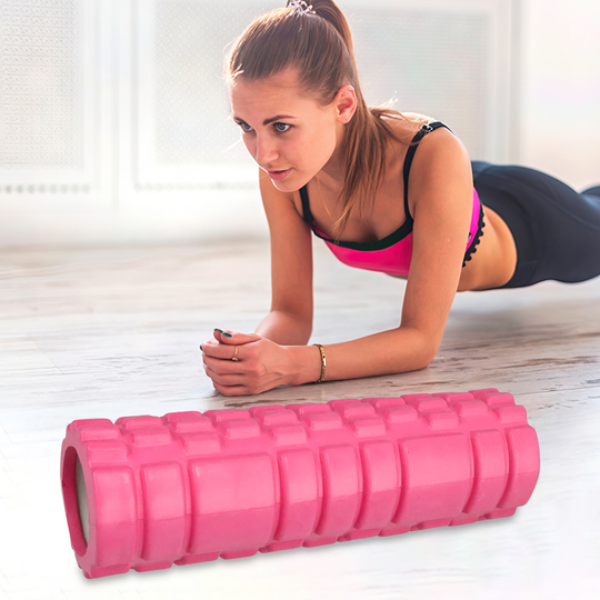Ролик для йоги та фітнесу, 30х10 см масажний ролик для спорту Рожевий/IGR24