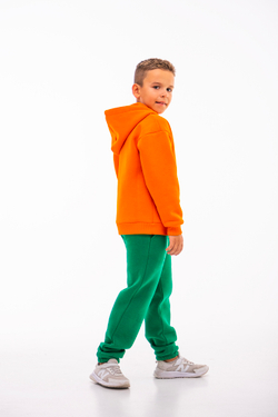 Дитячий спортивний утеплений костюм Kindamor Warm Autumn Orange для хлопчика, фліс помаранчевий з зеленим