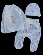 Комплект 3в1: льоля, повзунки, шапочка "Полуничка", інтерлок, трикотаж рубчик ТМ “Happy ТoТ” (56 см)