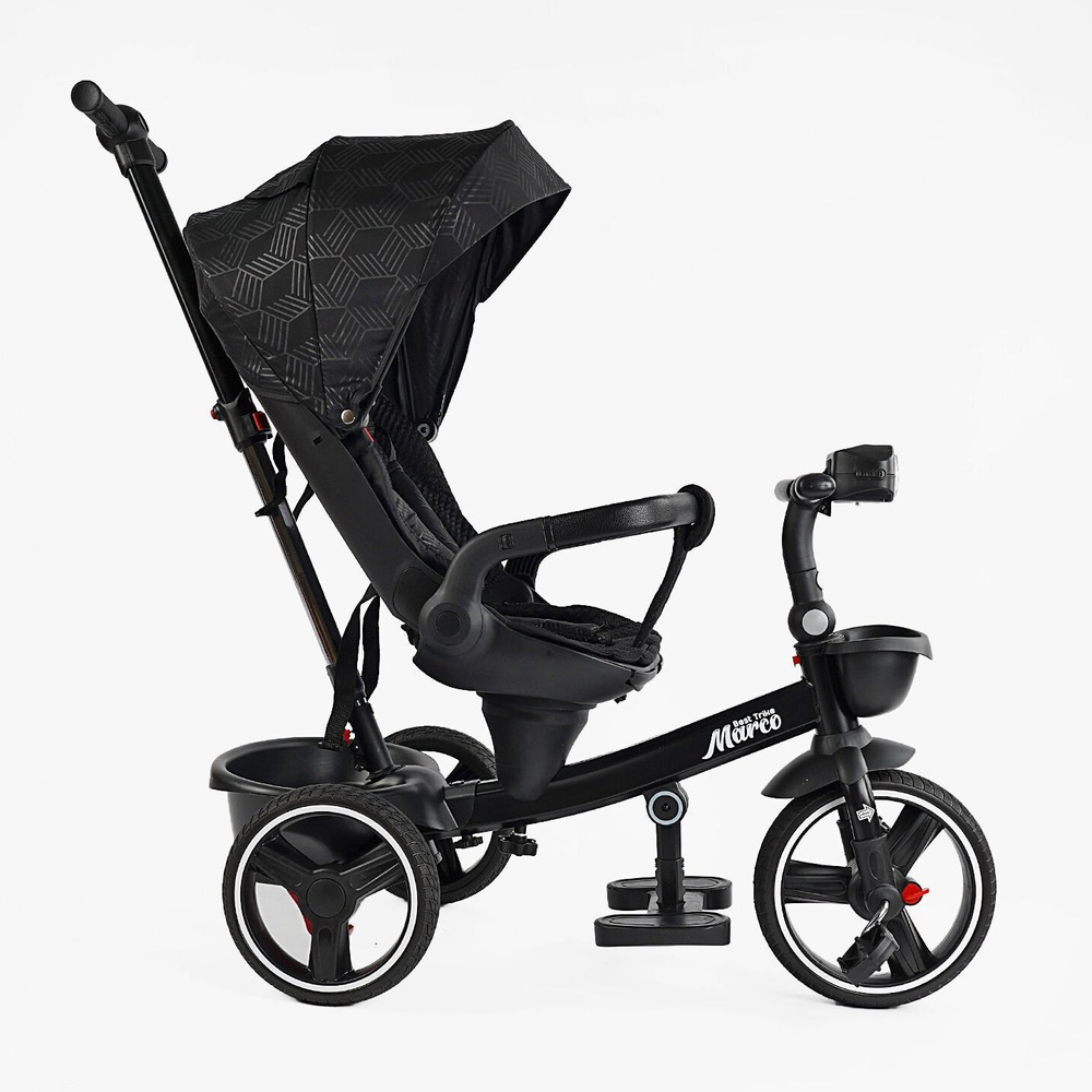 Детский трехколесный велосипед Best Trike Marco 9155 PU, складной руль, музыкальная фара, с родительской ручкой