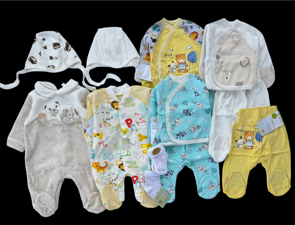 Готовий набір одягу для маловагових новонароджених діток, набір для близнят, двійнят, 50-56 см