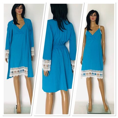 Комплект 2в1, для вагітних і годуючих мам, бавовна: халат, сорочка "Trico" (розмір S)