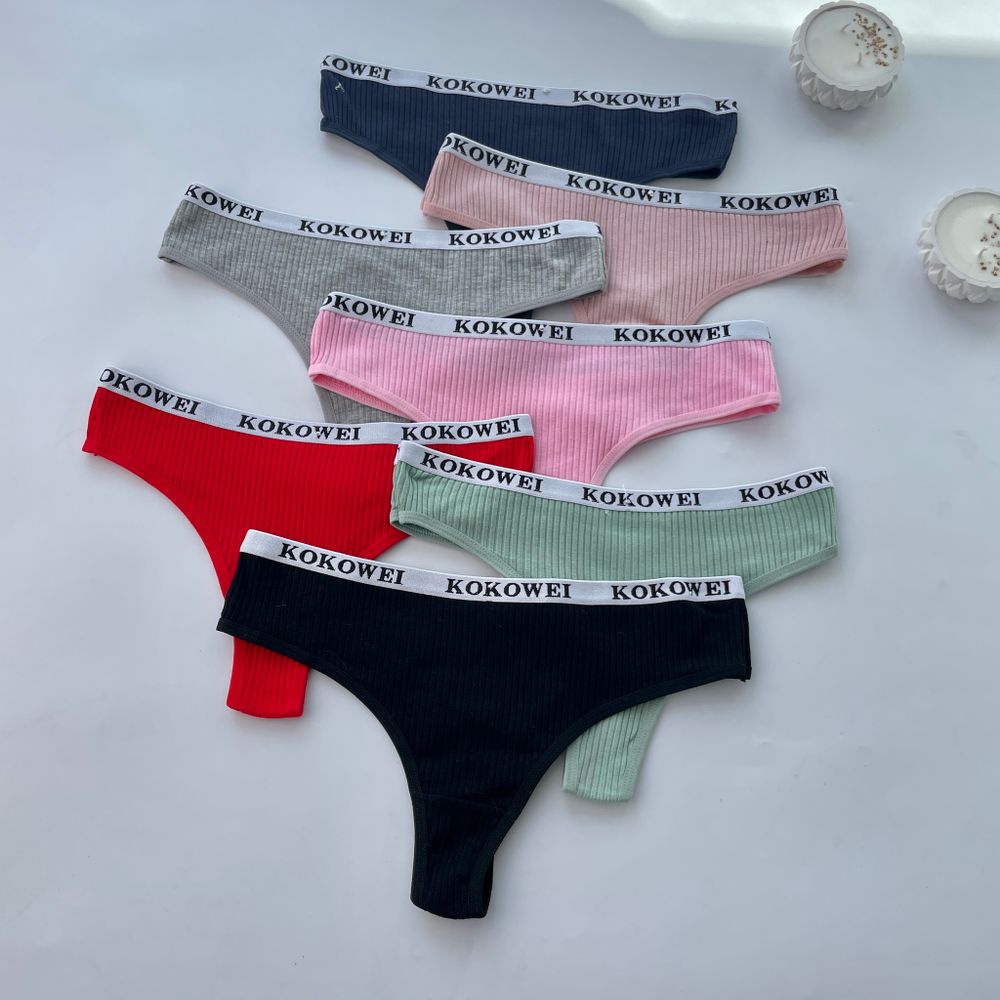 Трусики в рубчик  з написом на резинці