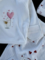 Комплект 3в1: льоля, повзунки, шапочка "Серденько", інтерлок, трикотаж рубчик ТМ “Happy ТoТ” (56 см)