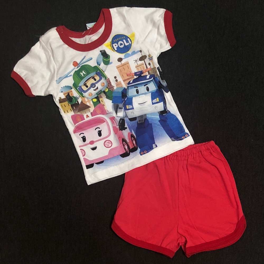 Костюм 2в1: футболка, шорти "Robocar Poli", бавовна ТМ “КАТЛЕН” (68 см)