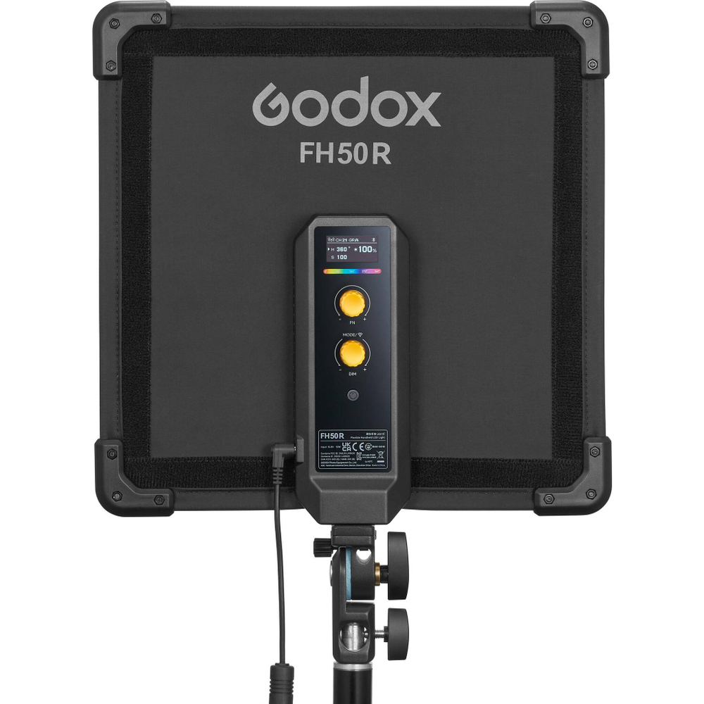 Кольорове гнучке LED відеосвітло Godox FH50R з софтбоксом та сотами