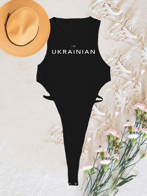 Боді чорне I am Ukrainian Love&Live