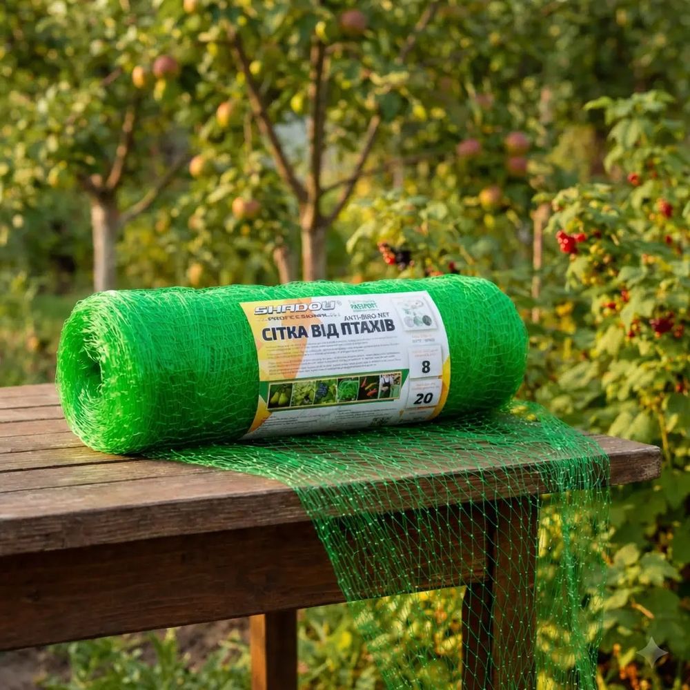 Защитная сетка от птиц 5х5 м (20х20мм). Зеленая. УФ-стабилизированная