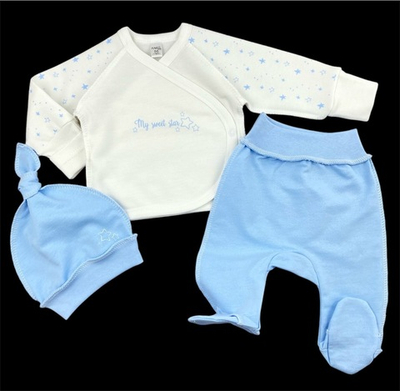 Комплект 3в1: сорочечка, шапочка, повзуни "Star", футер ТМ “Mario Kids” (56 см)