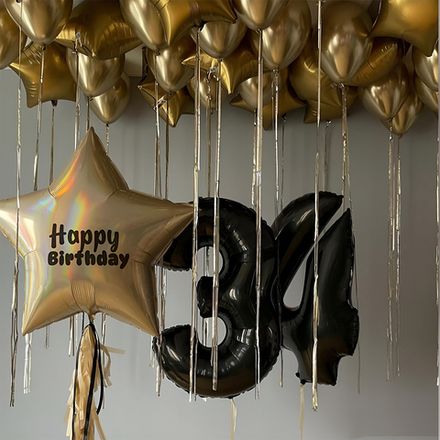 Гелиевые шарики на день рождения с черными цифрами