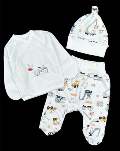 Комплект 3в1: льоля, повзунки, шапочка "Avto", футер ТМ “Happy ТoТ” (56 см)