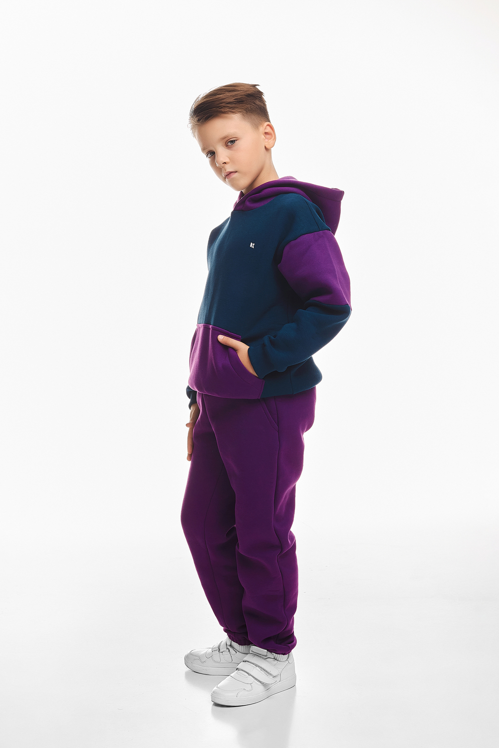 Дитячий спортивний утеплений костюм Kindamor Active Heat Purple/Blue, фліс для хлопчика
