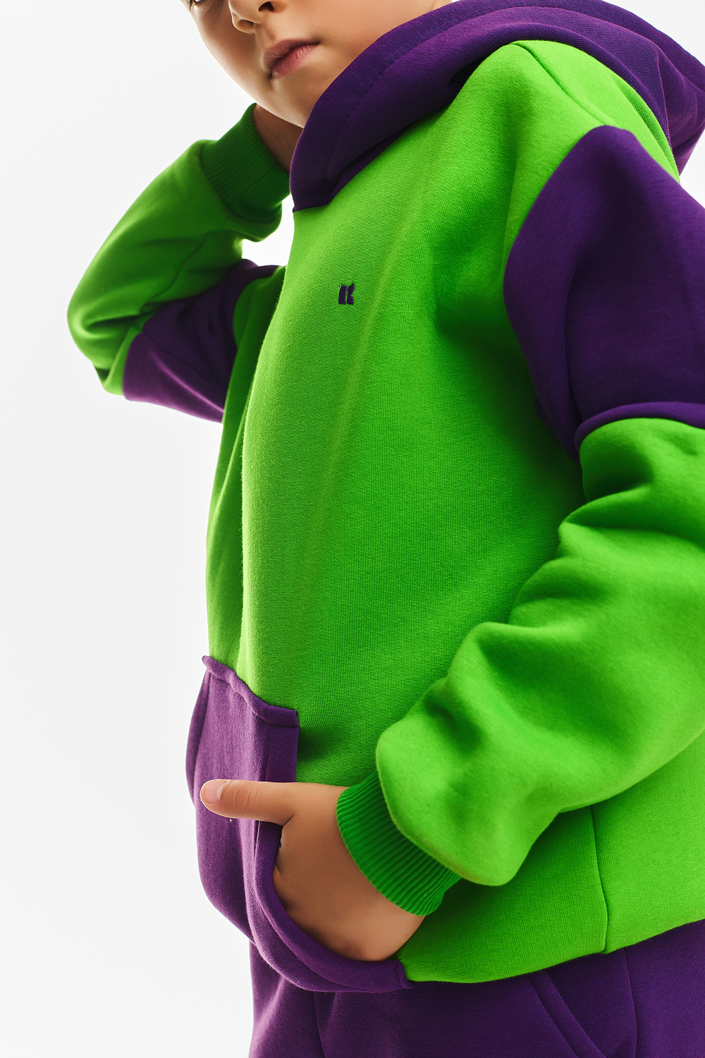 Дитячий спортивний утеплений костюм Kindamor Active Heat Purple/Green, фліс для хлопчика