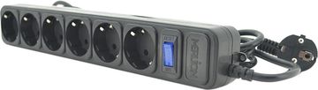 Мережевий подовжувач Merlion B618, 220 В 10 А 6 розеток 1.8 м, переріз 3х0.75 мм Q50 Чорний (2000000077345)
