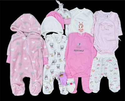Гарний набір одягу для новонародженої дівчинки, якісний одяг для немовлят осінь, зима, зріст 56 см, бавовна