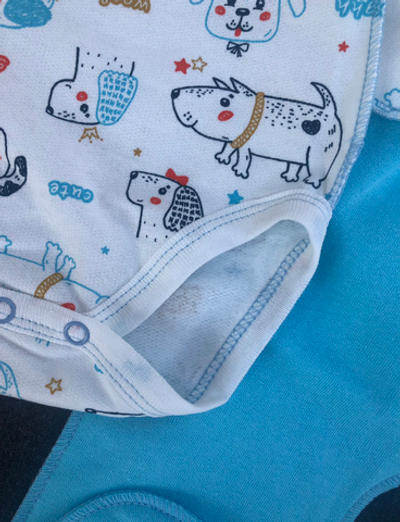 Комплект 3в1: боді з довгим рукавом, повзунки, шапочка "Песики", футер ТМ "UA" (56 см)