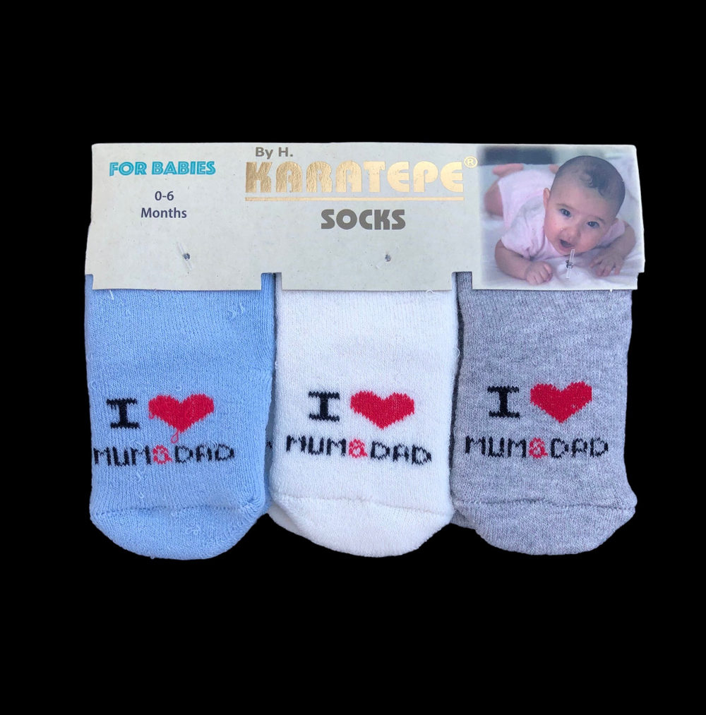 Шкарпетки "I love mum&dad", махра ТМ "Karatepe socks" (0-6 міс)
