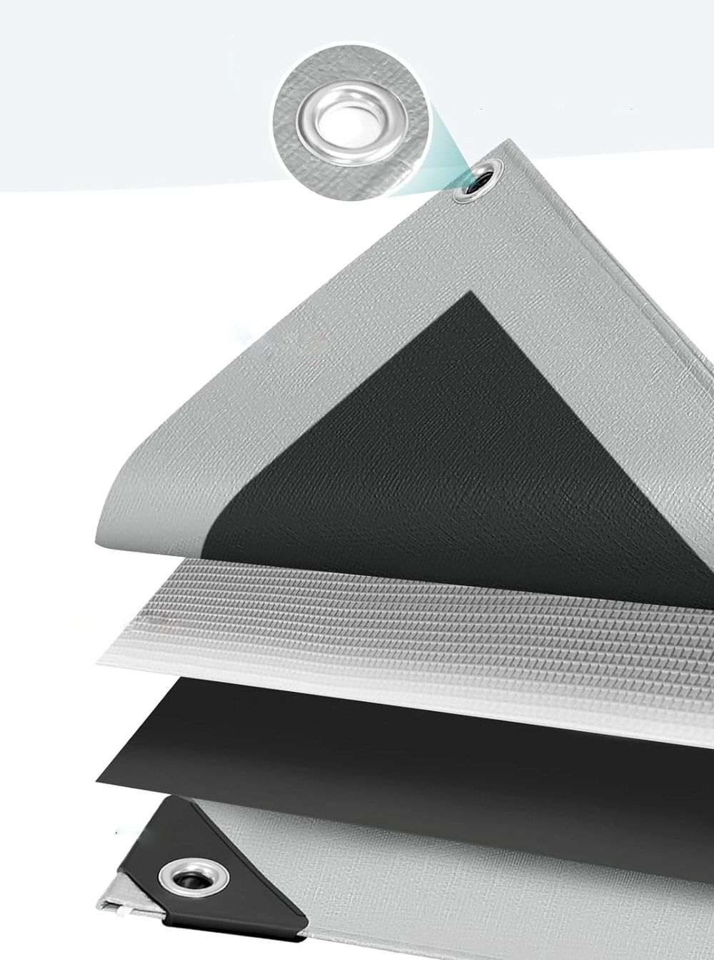 Тент 6х8 от дождя и снега 250г./м2 (серый/черный). Усиленные края.