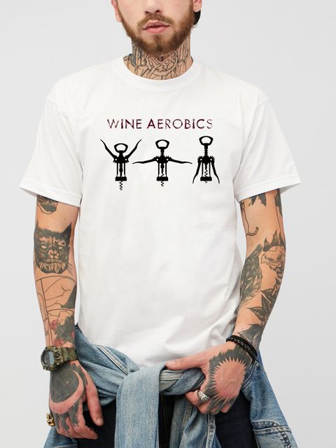 Футболка чоловіча біла Wine aerobics Love&Live