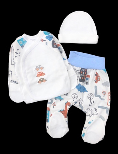 Комплект 3в1: льоля, повзунки, шапочка "Принт", інтерлок ТМ “Happy ToT” (62 см)