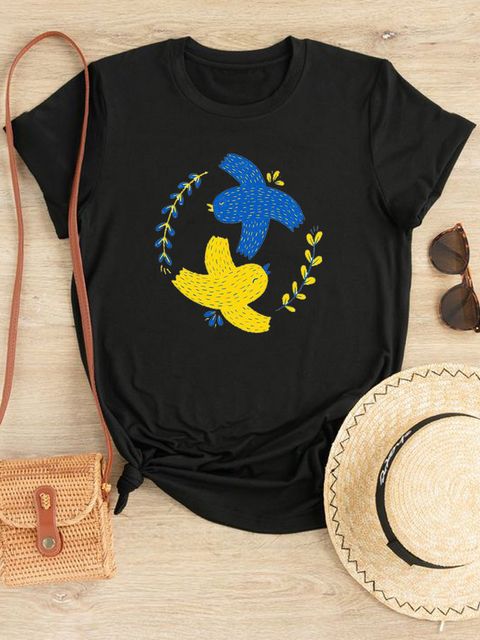 Футболка женская черная Blue-yellow birds Love&Live фото 1