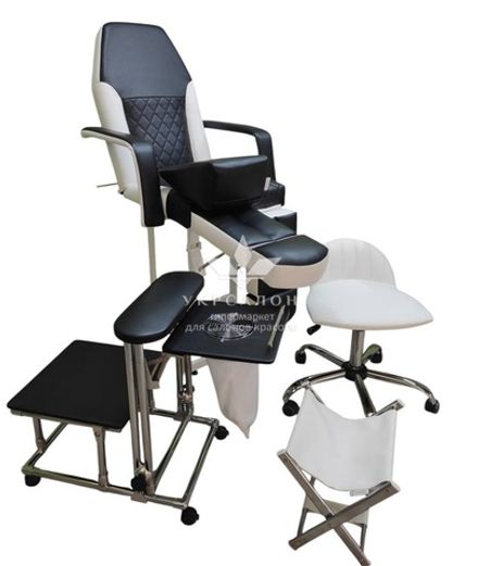 Педикюрне крісло з підставкою та витяжкою Tertio, клином та стільчиком