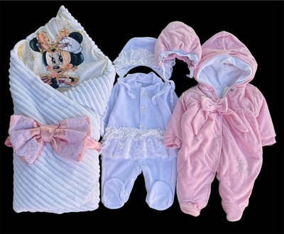 Набір на виписку з пологового та для повсякденного користування для дівчинки (56 розмір)