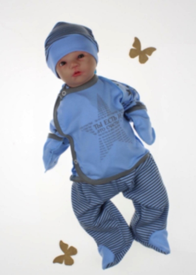 Комплект 3 предмета: льоля, повзунки, шапочка "Ларі" інтерлок (56 см)