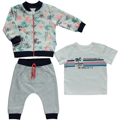 Костюм 3 в 1: кофта, штани, футболка, бавовна, двунитка "Bebetto" (80 см)