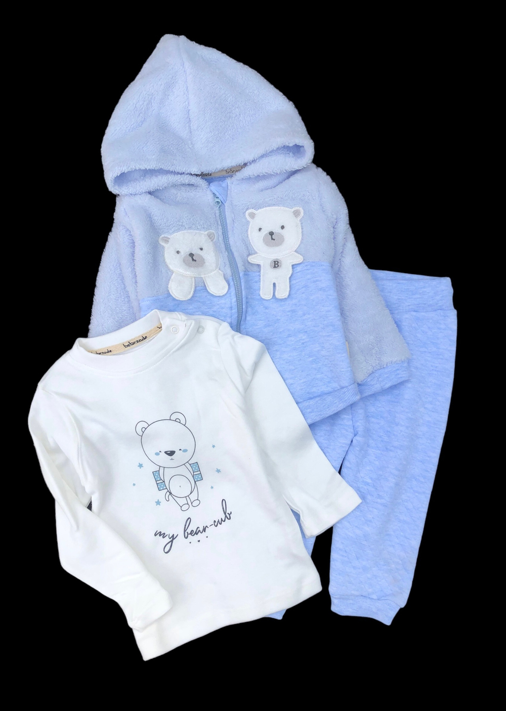 Костюм 3в1: кофта з капюшоном, штани, реглан "Bear cub", махра, капітон, бавовна ТМ "Bebezode" (86-92 см)