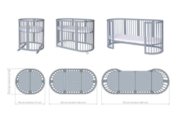 Детская кроватка-трансформер Ingvart Smart Bed 9 в 1 Oval (60*72) с сердечками