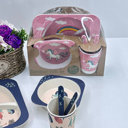 Набор детский посуды,из бамбукового 5предметов (для девушек)