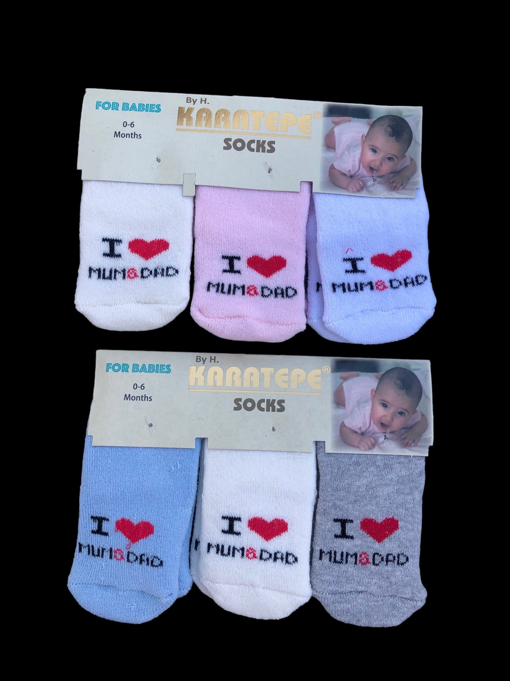 Шкарпетки "I love mum&dad", махра ТМ "Karatepe socks" (0-6 міс)