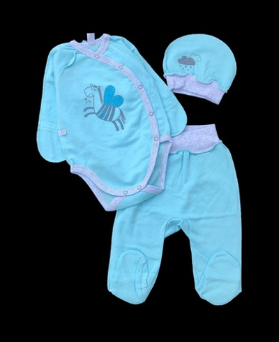 Комплект 3в1: боді з довгим рукавом, повзунки, шапочка "Конячка з крилами", ТМ "Sweet Mario" (62 см)