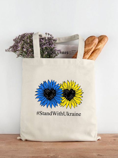 Екосумка-шопер з двунитки бежева #Stand With Ukraine Love&Live